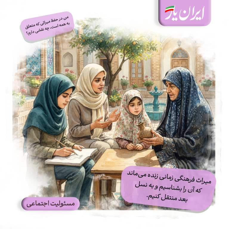 میراث فرهنگی زمانی زنده می‌ماند که آن را بشناسیم و به نسل بعد منتقل کنیم.